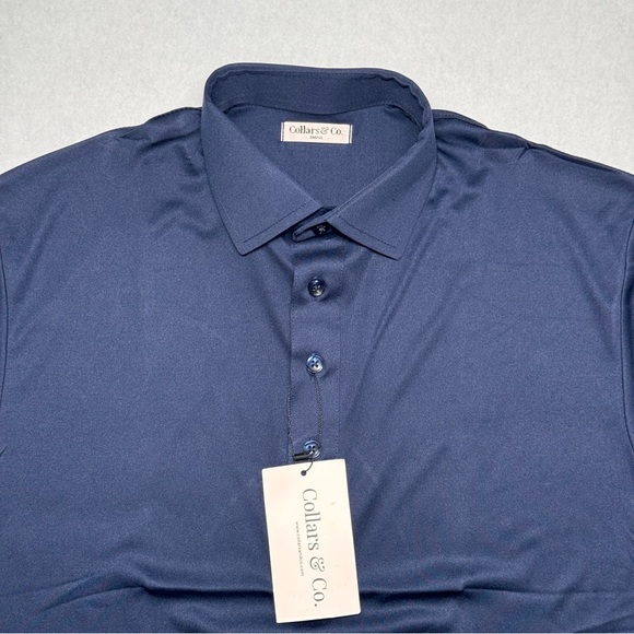 Collars & Co. Performance Firm Dress Collar Polo Shirt Men’s Small Navy NEW - Picture 4 of 6
